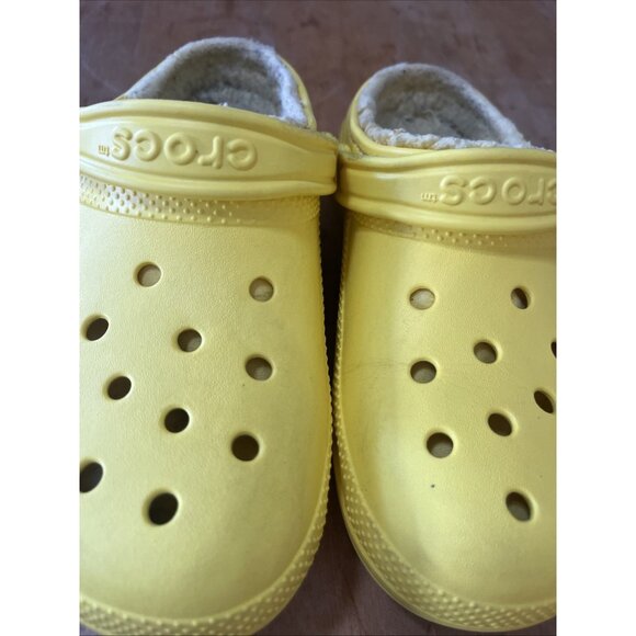 Crocs Classic Lined Clogs Unisex Size M6 W8 Yellow Sandals Comfy Festival - Picture 5 of 16